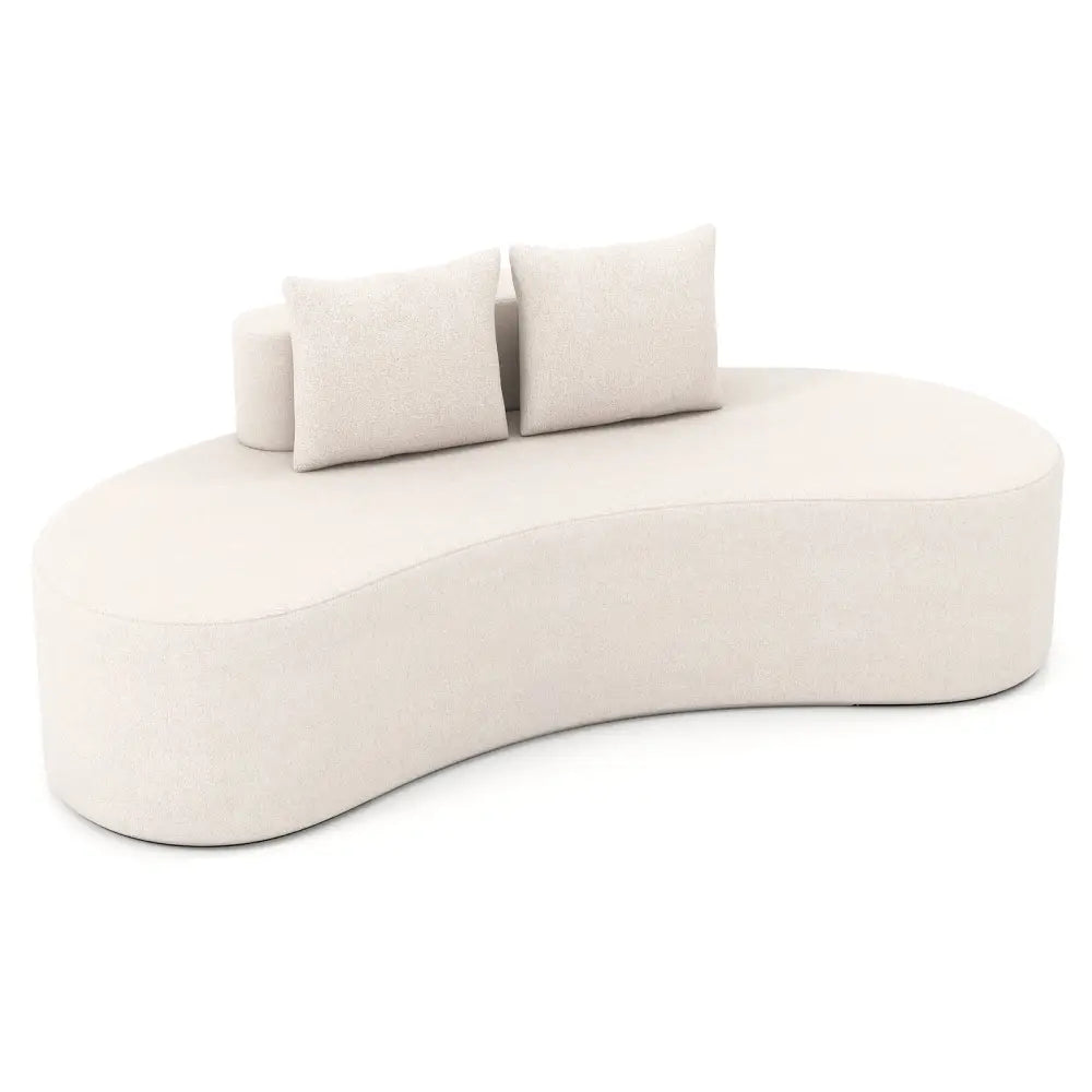 Upholstered Curved Sofa with 2 Cozy Pillows-Beige - Beige - Sofas & Loveseats