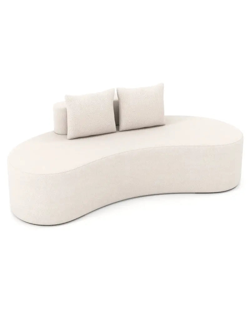Upholstered Curved Sofa with 2 Cozy Pillows-Beige - Beige - Sofas & Loveseats