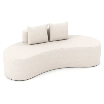 Upholstered Curved Sofa with 2 Cozy Pillows-Beige - Beige - Sofas & Loveseats