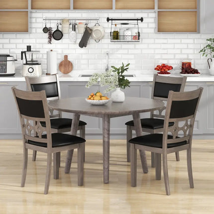 Upholstered Dining Chair Set of 2 with Padded Backrest and Seat-Gray - Gray - Dining Chairs