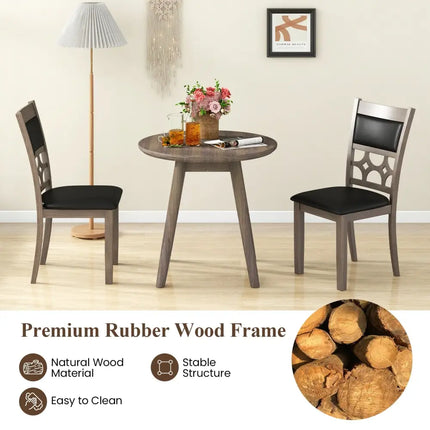 Upholstered Dining Chair Set of 2 with Padded Backrest and Seat-Gray - Gray - Dining Chairs