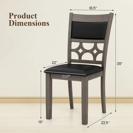 Upholstered Dining Chair Set of 2 with Padded Backrest and Seat-Gray - Gray - Dining Chairs