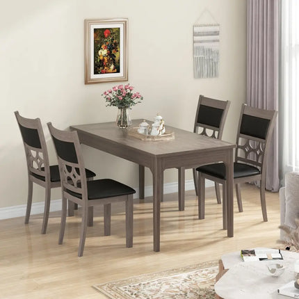 Upholstered Dining Chair Set of 2 with Padded Backrest and Seat-Gray - Gray - Dining Chairs