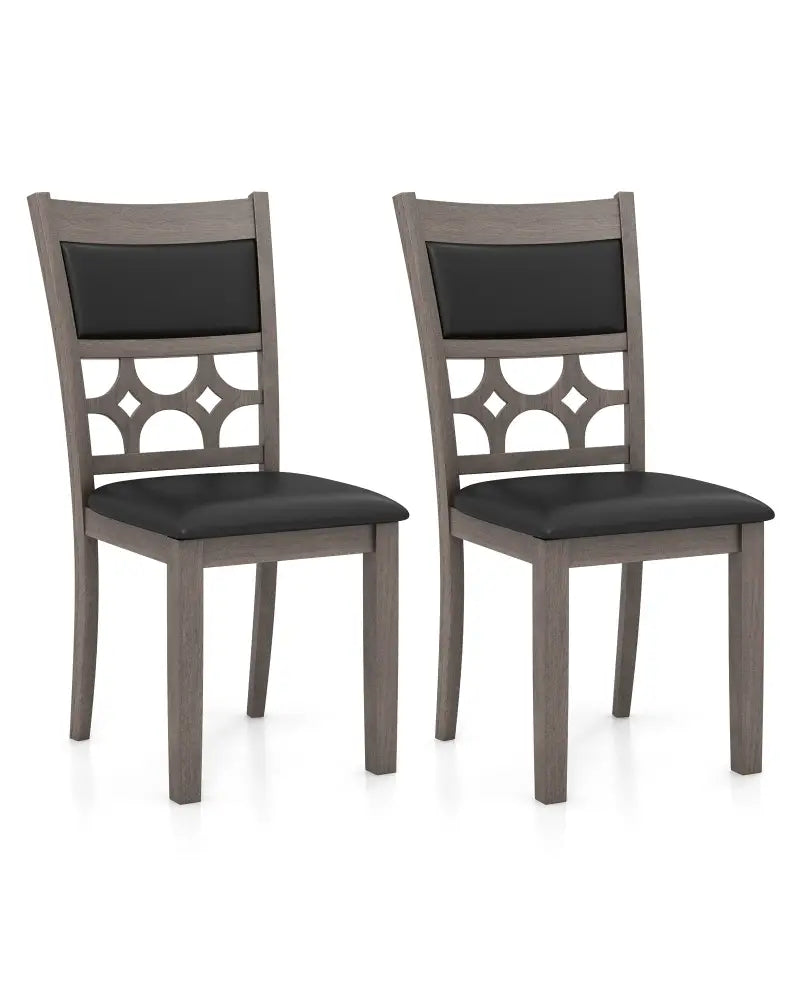 Upholstered Dining Chair Set of 2 with Padded Backrest and Seat-Gray - Gray - Dining Chairs