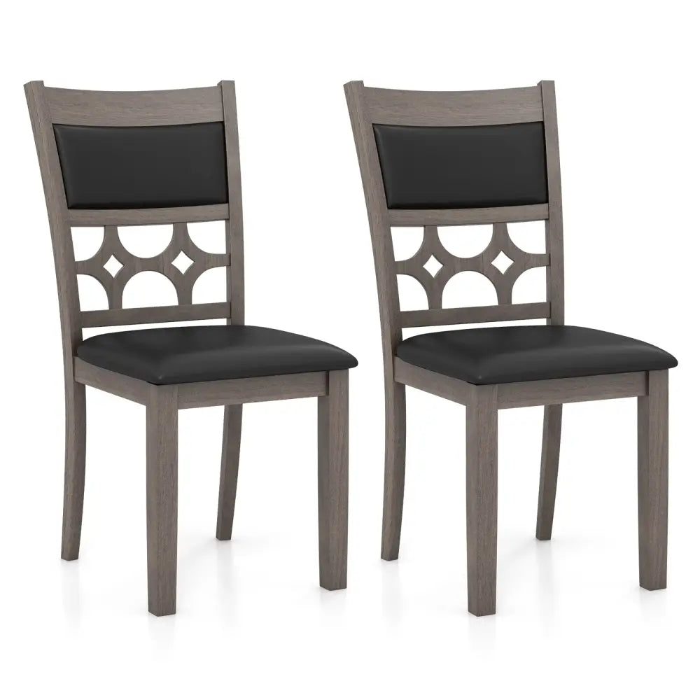 Upholstered Dining Chair Set of 2 with Padded Backrest and Seat-Gray - Gray - Dining Chairs