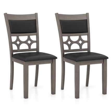 Upholstered Dining Chair Set of 2 with Padded Backrest and Seat-Gray - Gray - Dining Chairs