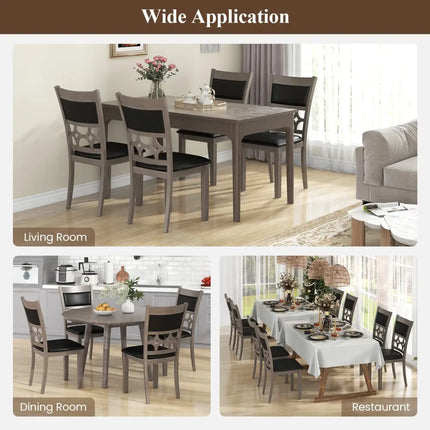 Upholstered Dining Chair Set of 2 with Padded Backrest and Seat-Gray - Gray - Dining Chairs