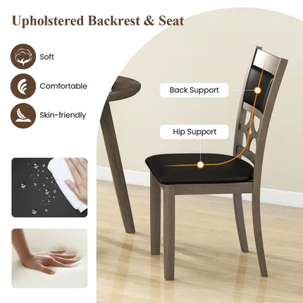 Upholstered Dining Chair Set of 2 with Padded Backrest and Seat-Gray - Gray - Dining Chairs