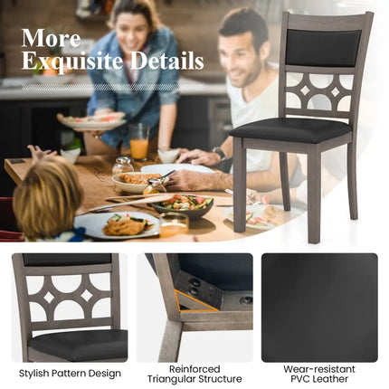 Upholstered Dining Chair Set of 2 with Padded Backrest and Seat-Gray - Gray - Dining Chairs