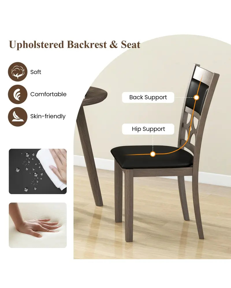 Upholstered Dining Chair Set of 2 with Padded Backrest and Seat-Gray - Gray - Dining Chairs