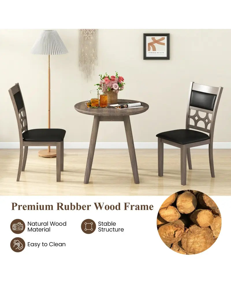 Upholstered Dining Chair Set of 2 with Padded Backrest and Seat-Gray - Gray - Dining Chairs