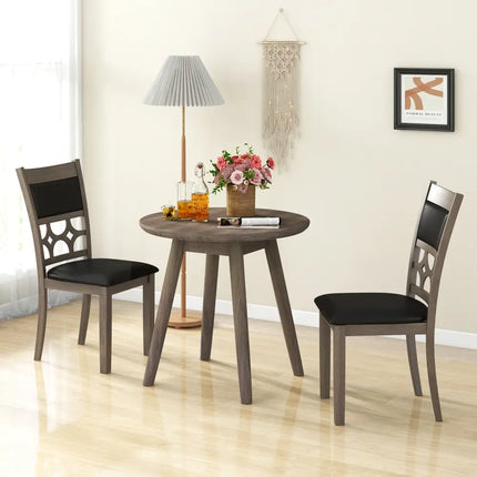 Upholstered Dining Chair Set of 2 with Padded Backrest and Seat-Gray - Gray - Dining Chairs