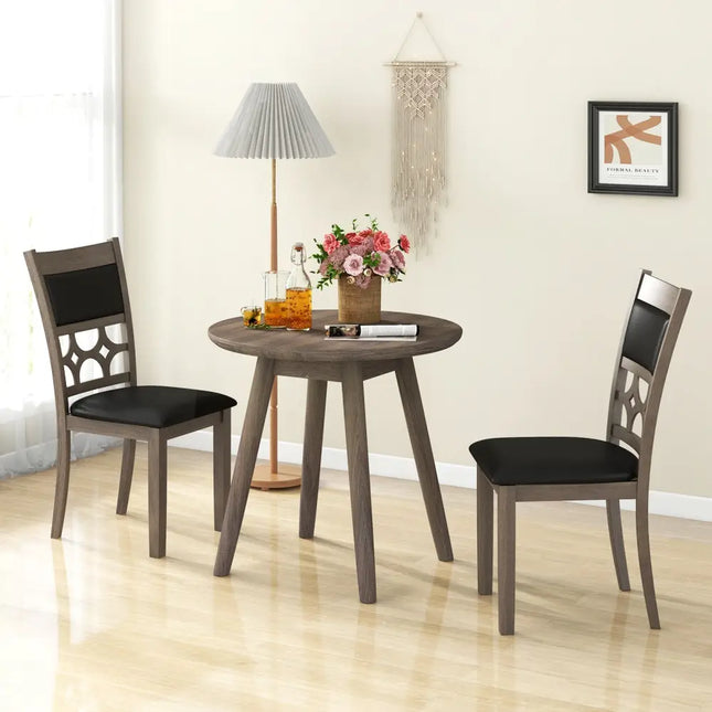 Upholstered Dining Chair Set of 2 with Padded Backrest and Seat-Gray - Gray - Dining Chairs