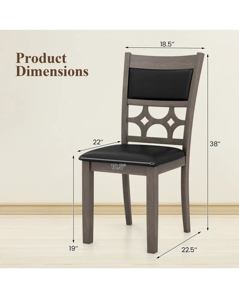 Upholstered Dining Chair Set of 2 with Padded Backrest and Seat-Gray - Gray - Dining Chairs