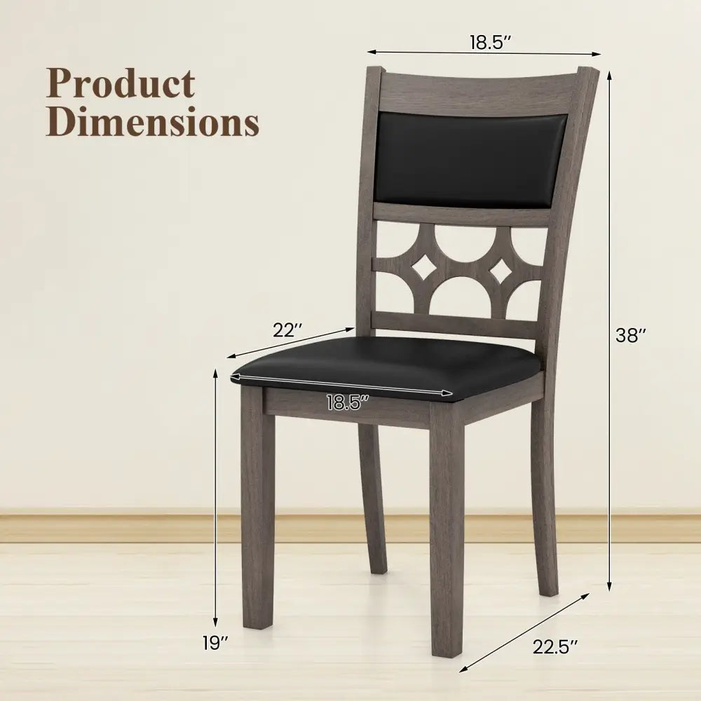 Upholstered Dining Chair Set of 2 with Padded Backrest and Seat-Gray - Gray - Dining Chairs