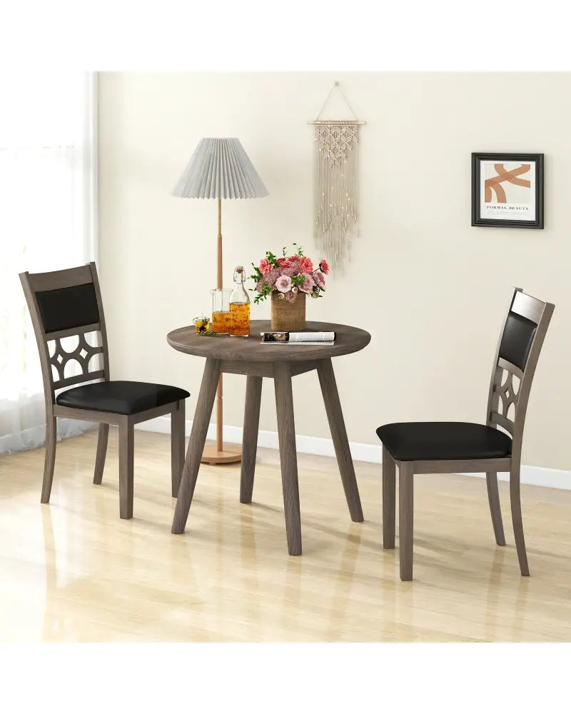 Upholstered Dining Chair Set of 2 with Padded Backrest and Seat-Gray - Gray - Dining Chairs