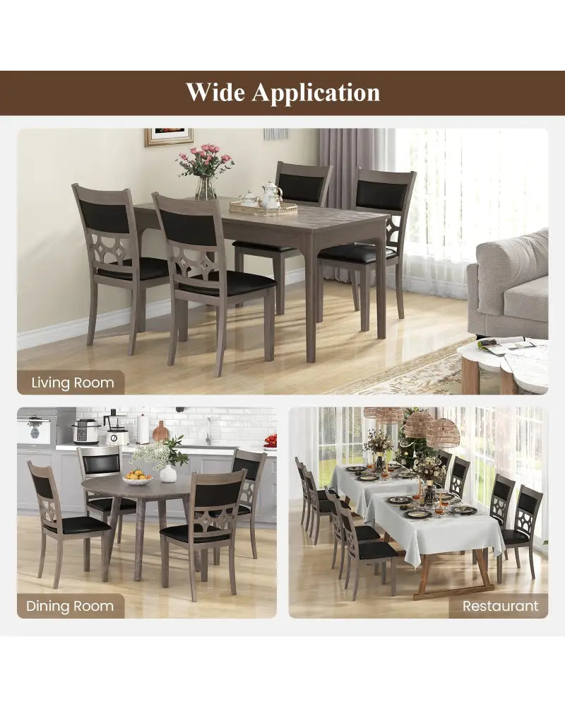 Upholstered Dining Chair Set of 2 with Padded Backrest and Seat-Gray - Gray - Dining Chairs
