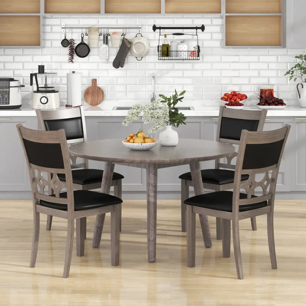 Upholstered Dining Chair Set of 2 with Padded Backrest and Seat-Gray - Gray - Dining Chairs