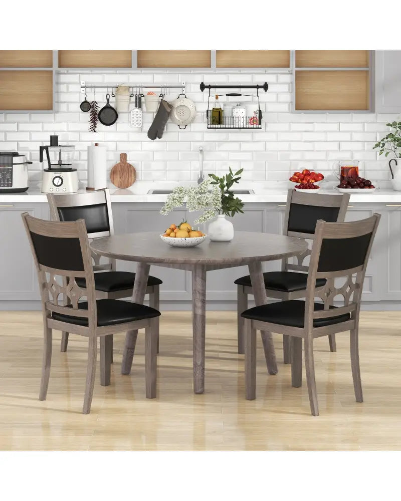 Upholstered Dining Chair Set of 2 with Padded Backrest and Seat-Gray - Gray - Dining Chairs