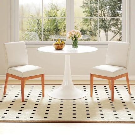 Upholstered Dining Chairs Set of 2 Kitchen Armless Side Chairs with Rubber Wood Legs-Beige - Beige - Dining Chairs