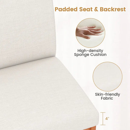 Upholstered Dining Chairs Set of 2 Kitchen Armless Side Chairs with Rubber Wood Legs-Beige - Beige - Dining Chairs