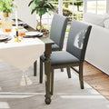 Upholstered Dining Chairs Set of 2 with Rubber Wood Legs and High Back-Gray - Gray - Dining Chairs