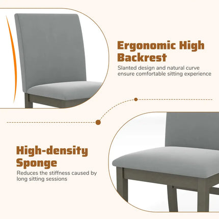 Upholstered Dining Chairs Set of 2 with Rubber Wood Legs and High Back-Gray - Gray - Dining Chairs