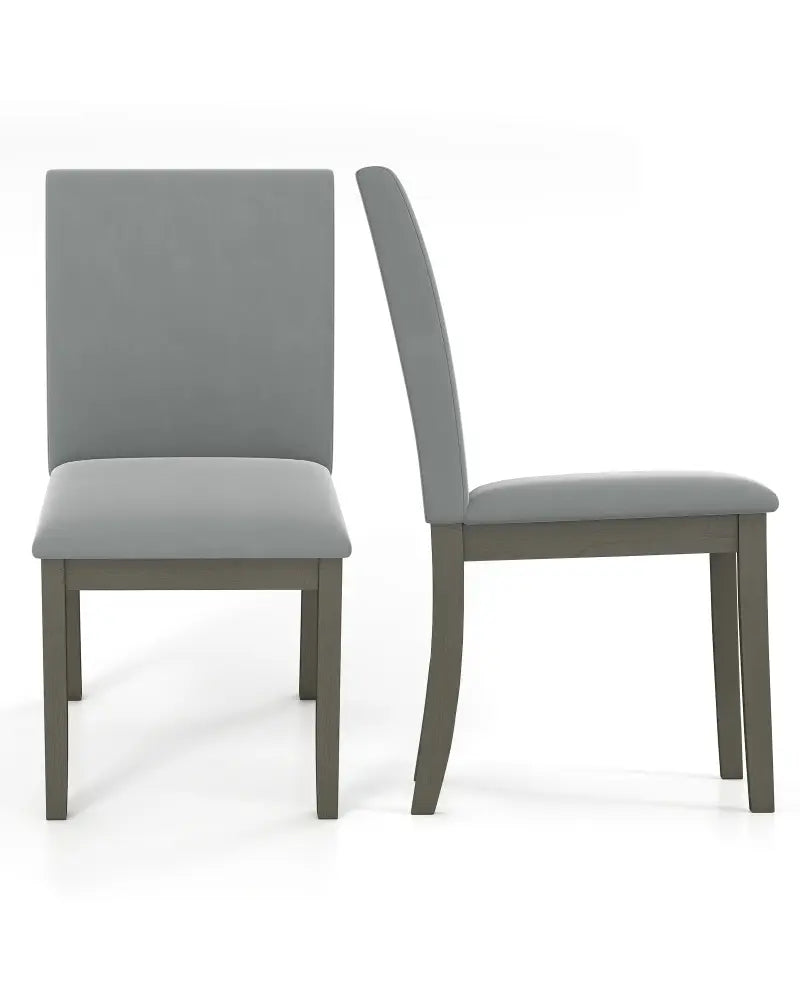 Upholstered Dining Chairs Set of 2 with Rubber Wood Legs and High Back-Gray - Gray - Dining Chairs
