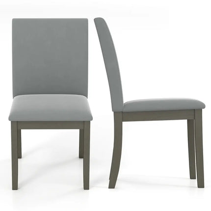 Upholstered Dining Chairs Set of 2 with Rubber Wood Legs and High Back-Gray - Gray - Dining Chairs
