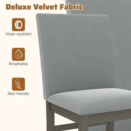 Upholstered Dining Chairs Set of 2 with Rubber Wood Legs and High Back-Gray - Gray - Dining Chairs