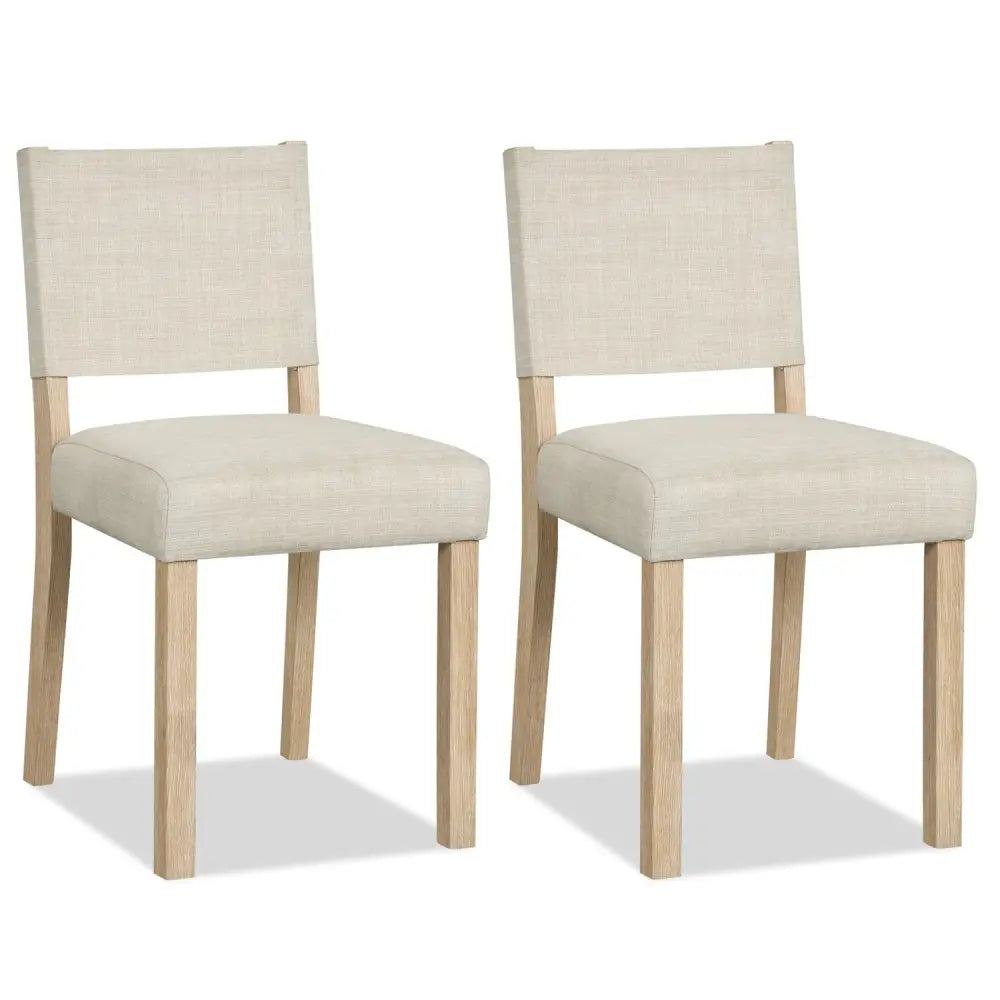 Upholstered Dining Chairs with Solid Rubber Wood Legs Set of 2-Beige - Beige - Dining Chairs
