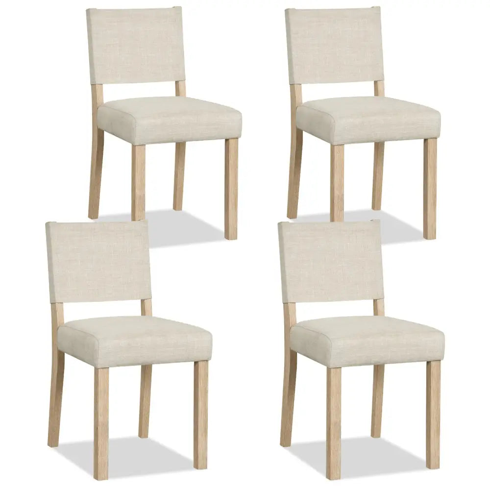 Upholstered Dining Chairs with Solid Rubber Wood Legs Set of 4-Beige - Beige - Dining Chairs