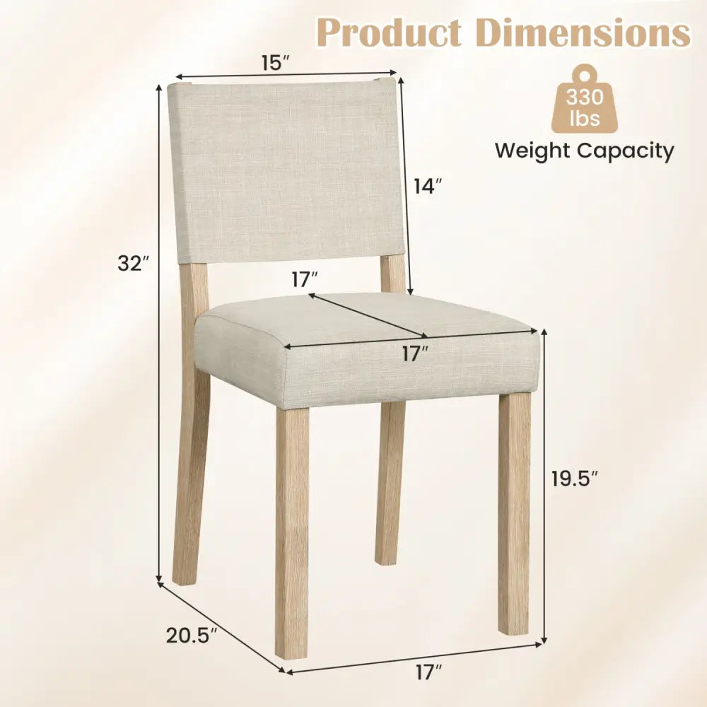 Upholstered Dining Chairs with Solid Rubber Wood Legs Set of 4-Beige - Beige - Dining Chairs