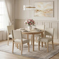 Upholstered Dining Chairs with Solid Rubber Wood Legs Set of 4-Beige - Beige - Dining Chairs