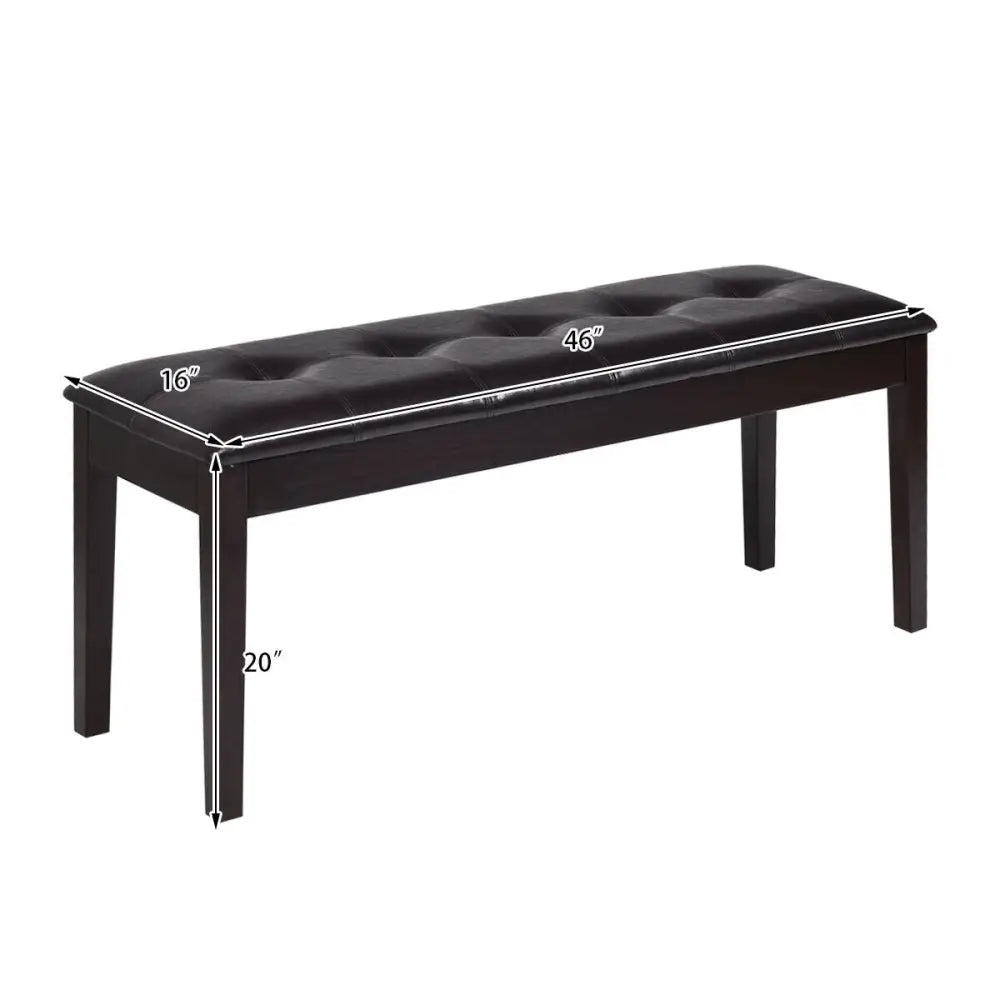 Upholstered Dining Room PU Bench Solid Wood Button Tufted-Brown - Brown - Shoe Racks & Storage Benches
