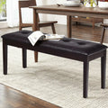 Upholstered Dining Room PU Bench Solid Wood Button Tufted-Brown - Brown - Shoe Racks & Storage Benches