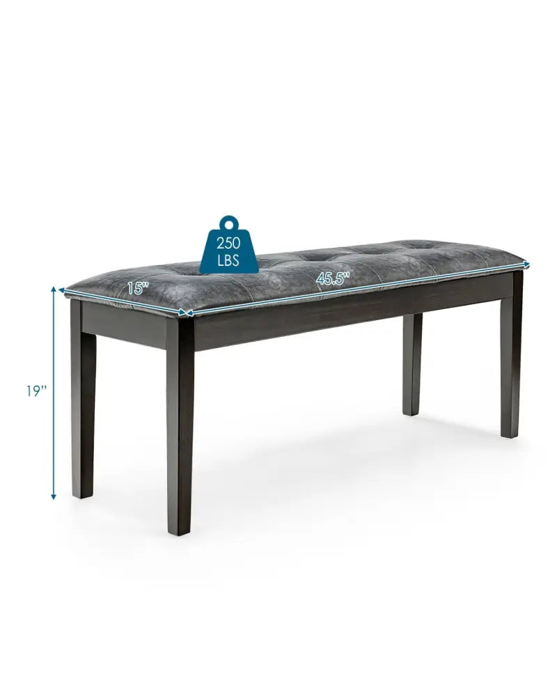 Upholstered Dining Room PU Bench Solid Wood Button Tufted-Gray - Gray - Shoe Racks & Storage Benches