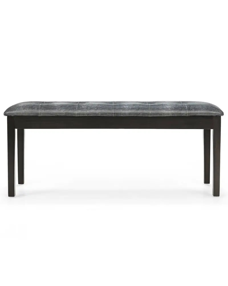 Upholstered Dining Room PU Bench Solid Wood Button Tufted-Gray - Gray - Shoe Racks & Storage Benches
