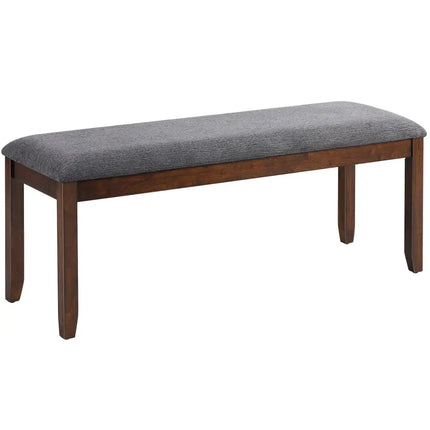 Upholstered Entryway Bench Footstool with Wood Legs - Dark Gray - Shoe Racks & Storage Benches