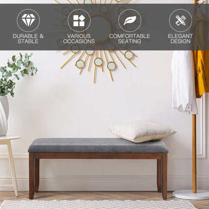 Upholstered Entryway Bench Footstool with Wood Legs - Dark Gray - Shoe Racks & Storage Benches