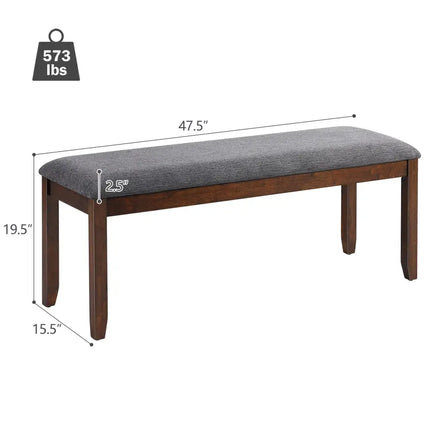 Upholstered Entryway Bench Footstool with Wood Legs - Dark Gray - Shoe Racks & Storage Benches
