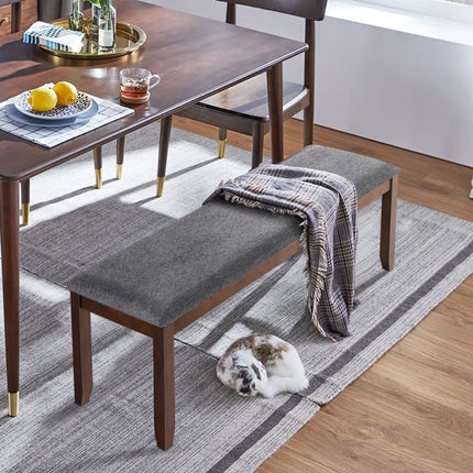 Upholstered Entryway Bench Footstool with Wood Legs - Dark Gray - Shoe Racks & Storage Benches