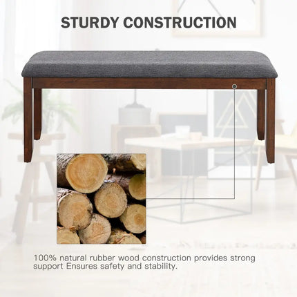 Upholstered Entryway Bench Footstool with Wood Legs - Dark Gray - Shoe Racks & Storage Benches