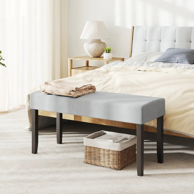 Upholstered Entryway Bench for End of Bed with Padded Seat-Gray - Gray - Shoe Racks & Storage Benches