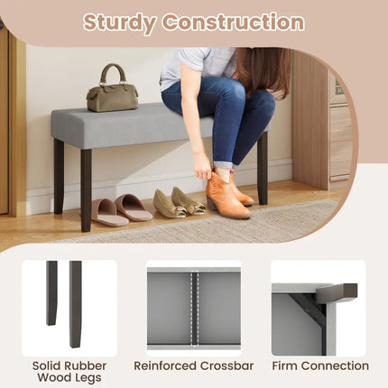 Upholstered Entryway Bench for End of Bed with Padded Seat-Gray - Gray - Shoe Racks & Storage Benches