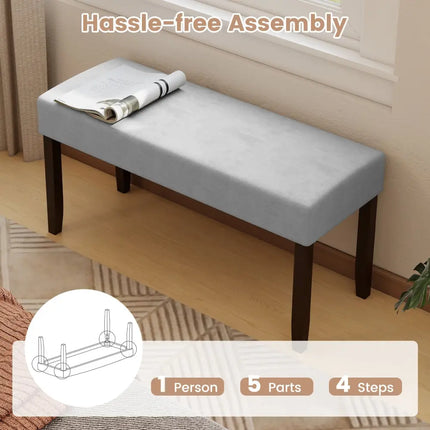 Upholstered Entryway Bench for End of Bed with Padded Seat-Gray - Gray - Shoe Racks & Storage Benches