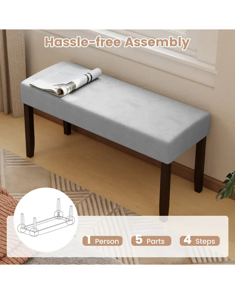 Upholstered Entryway Bench for End of Bed with Padded Seat-Gray - Gray - Shoe Racks & Storage Benches