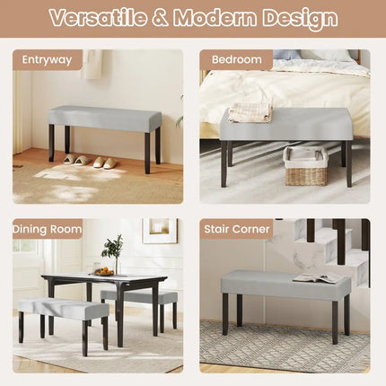 Upholstered Entryway Bench for End of Bed with Padded Seat-Gray - Gray - Shoe Racks & Storage Benches