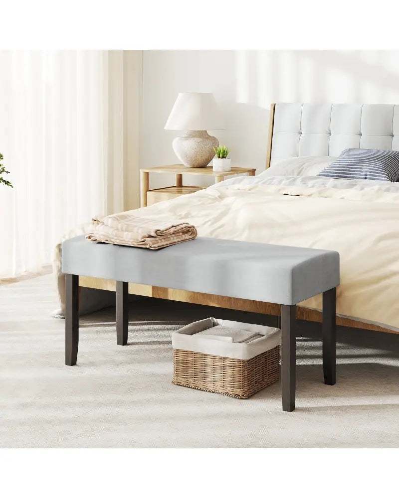 Upholstered Entryway Bench for End of Bed with Padded Seat-Gray - Gray - Shoe Racks & Storage Benches