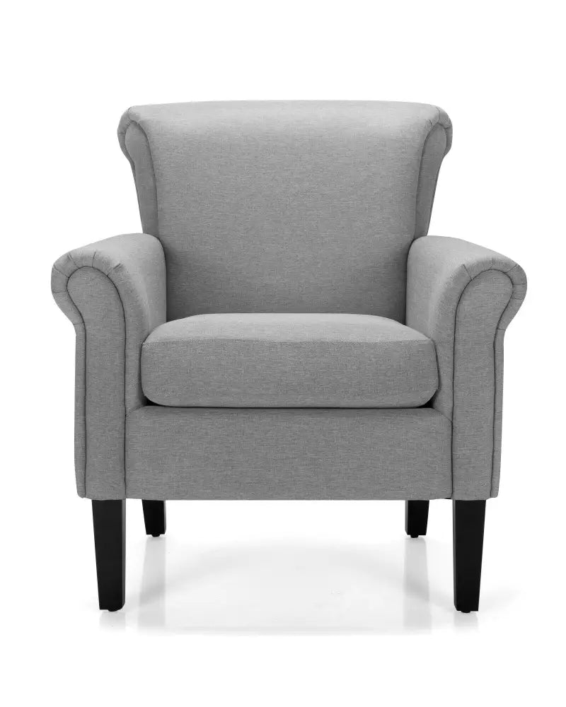 Upholstered Fabric Accent Chair with Adjustable Foot Pads-Light Gray - Light Gray - Accent Chairs